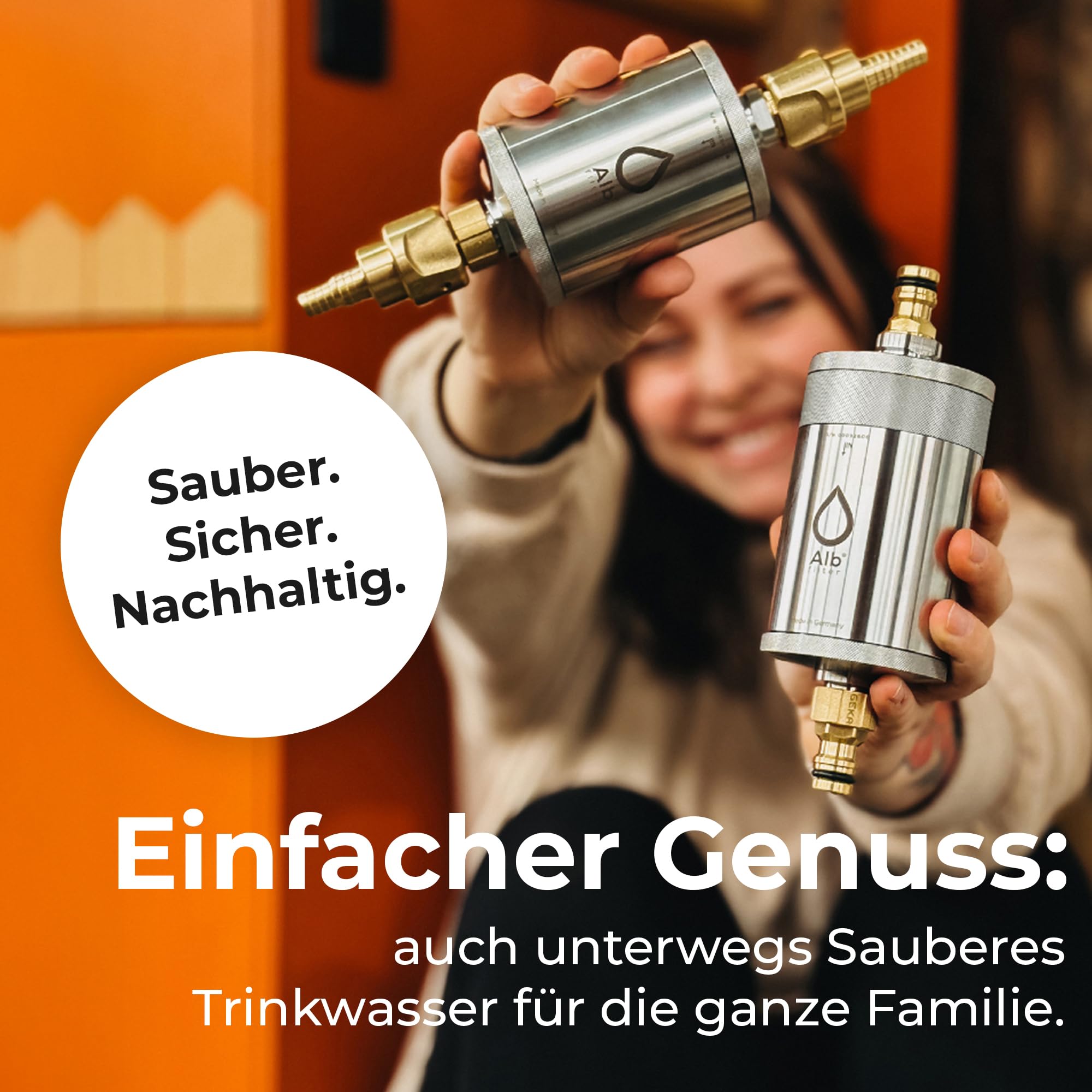 Alb Filter TRAVEL NANO Einbaufilter Camping Edelstahl Natur | Zertifizierte Keimsperre bis 0,1 µm gegen Keime, Festeinbau-Filter für Wohnmobil, Camper & Boot, Made in Germany