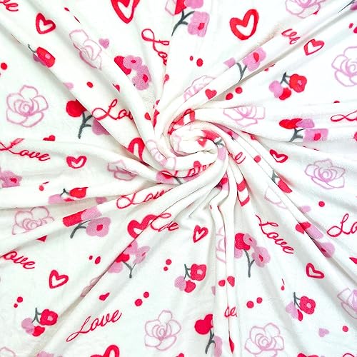 Miniatura 2 de VCNY Manta suave de San Valentín flores rojas rosas corazones y amor, rojo, rosa y blanco, acento para sofá, silla, cama o dormitorio (diseño 7)
