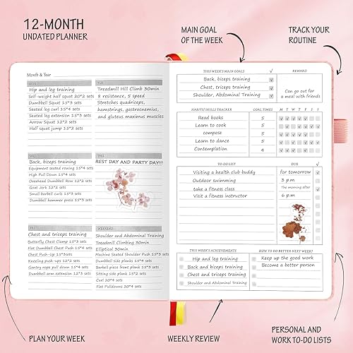 Miniatura 4 de Agenda semanal y mensual de lujo sin fecha para aumentar la productividad y alcanzar tus objetivos, cuaderno organizador de gratitud - Gestión del