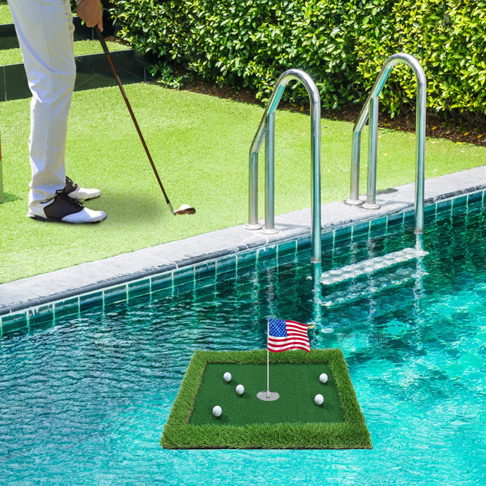 Generisch Floating Golf Green per piscina, set di giochi per chip, tappetino per esercizi per migliorare la del colpo di golf
