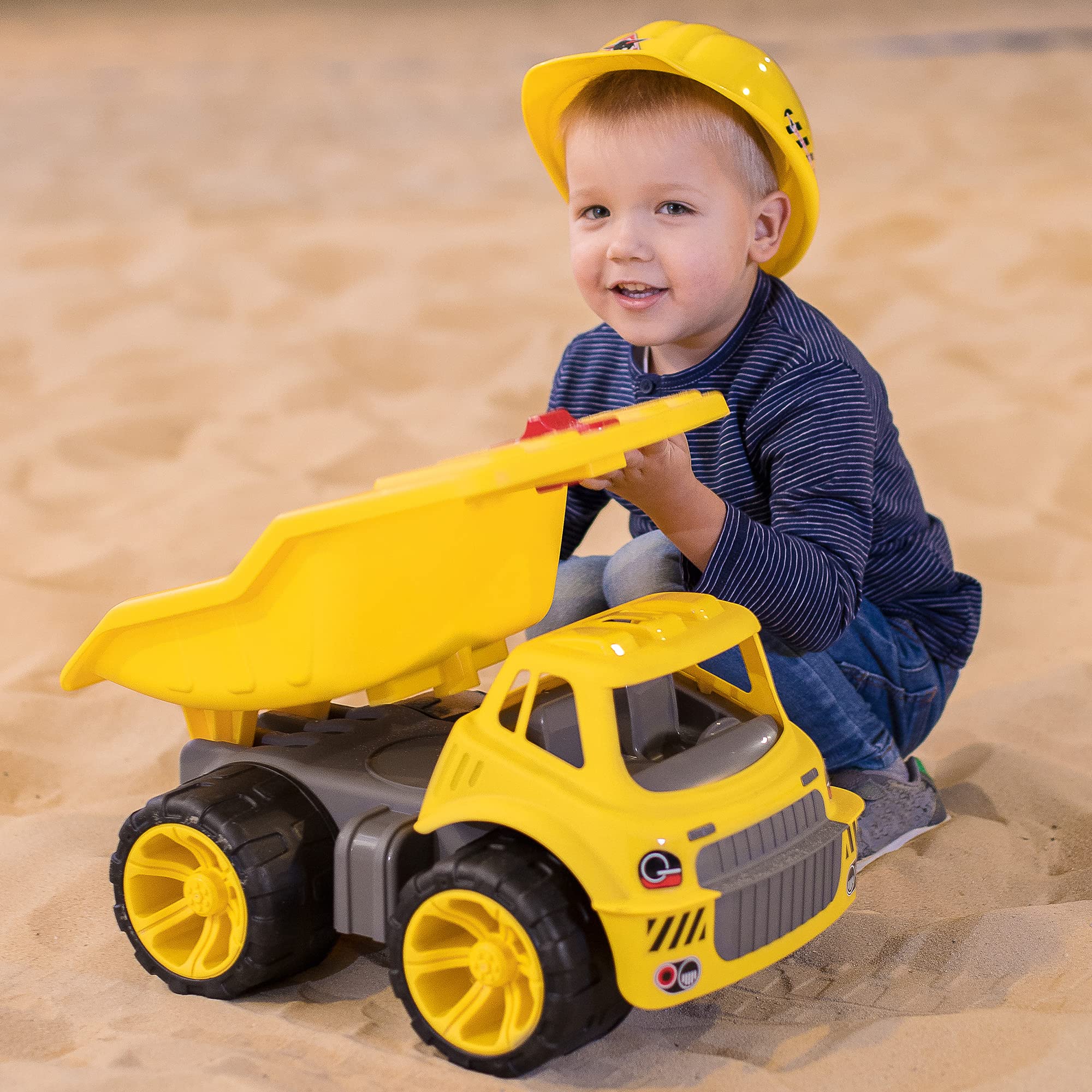 BIG - Power-Worker Maxi Truck - Kinderfahrzeug, geeignet als Sandspielzeug und für das Kinderzimmer, Kippfahrzeug mit Ladevolumen von 4,2 Liter, für Kinder ab 2 Jahren, Gelb