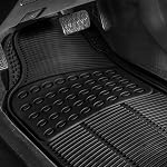FH Group Automotive Tapis de sol Solid Black Climaproof pour la protection contre tous les intempéries Universal Fit Trimmable Heavy Duty fits La plupart des voitures, des VUS et des camions, 3pc Ensemble complet F11306BLACK