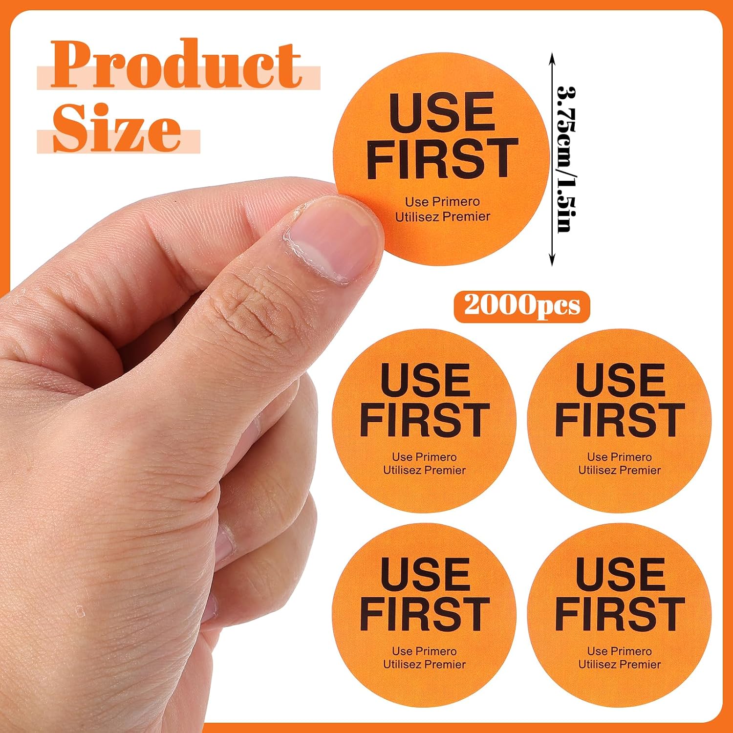 2000PCS Use First Stickers Food Service 1.5 Inch Food Labels Stickers Inventory Control Labels for Restaurant Adhesive Circle Dot Label Paper for Restaurant Inventory Management (Orange)
