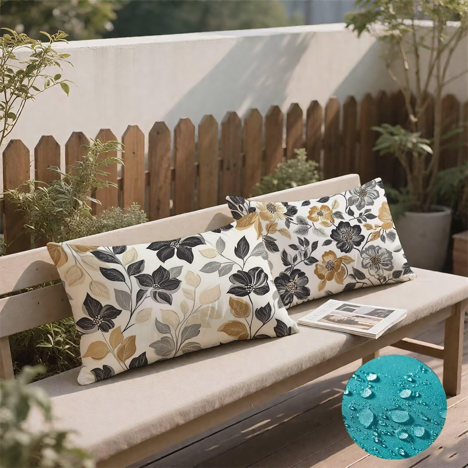 Fleurs Taie Oreiller 70x90 Housse Coussin Velours Simple Lot de 2, Taies d'oreiller Luxueuse et Rafraîchissante, Housse de Coussin Exterieur Impermeable, Coussin Decoratif pour Canapé, Salon S6-714