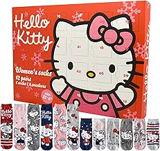 United Labels Hello Kitty Advent Calendar with 12 Pairs of Socks for Women, Size 35-41, Calendar with Trainers and Long Socks, Christmas Calendar Gift