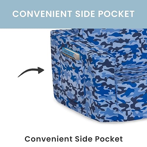 Miniatura 8 de Delta Children Cozee - Sofá abatible sofá convertible 2 en 1 para niños camuflaje azul
