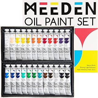 MEEDEN Oil Paint Set, 24 Colors x 22ml/0.74oz Tubes, Non-Toxic Oil Based Paints for Canvas Painting, Rich Pigment, Art Sup...