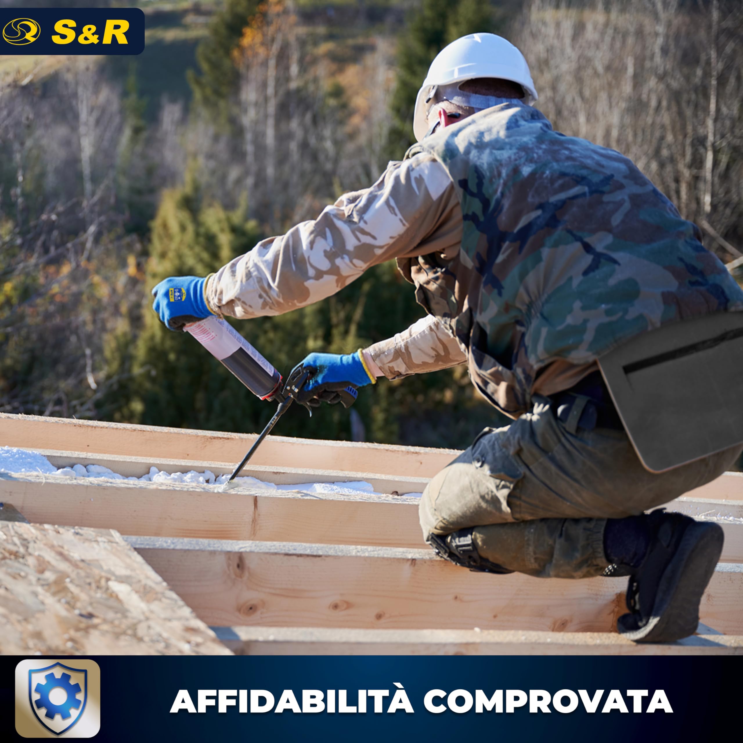 S&R Pistola Schiuma Poliuretanica Professionale PU 345 mm. Pistola per Schiuma Espansa Rivestimento Antiaderente e Ugello Acciaio Inox e Teflon. Foam Gun Dosaggio di Precisione.