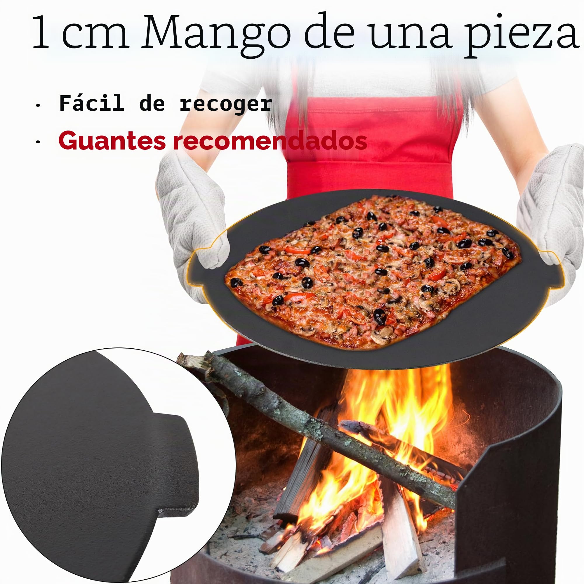 NAIZY Sartén para barbacoa de hierro fundido de 45 cm de diámetro, con 3 patas, plancha redonda para horno holandés, incluye bolsa de almacenamiento para exteriores