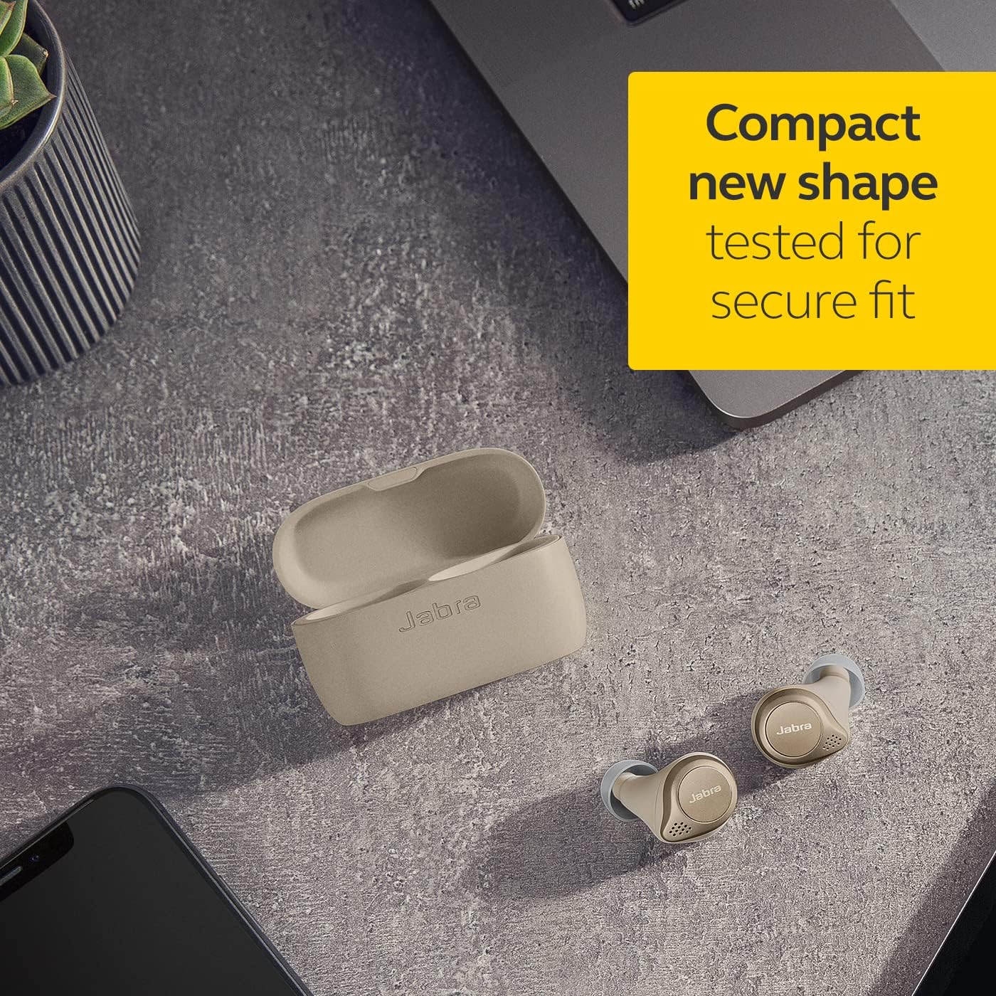 jabra elite 75t %e2%80%93 true wireless earbuds with charging case gold beige %e2%80%93 active noise cancelling bluetooth with a comfortable secure