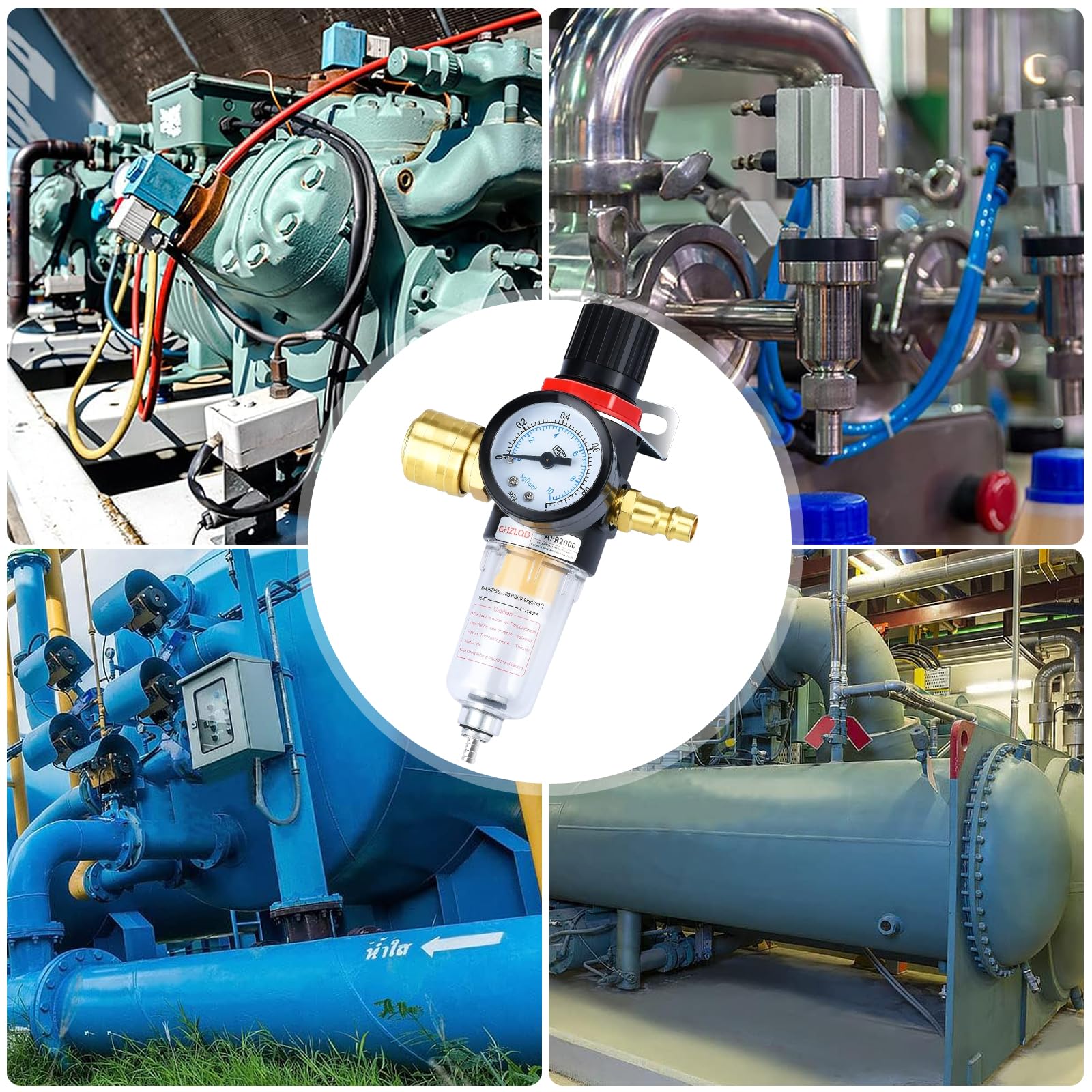 Régulateur De Pression D'Air 1/4 Avec Filtre Et Séparateur D'Eau - Détendeur Compresseur Dilightnews, Manomètre Et Raccords Rapides Allemands