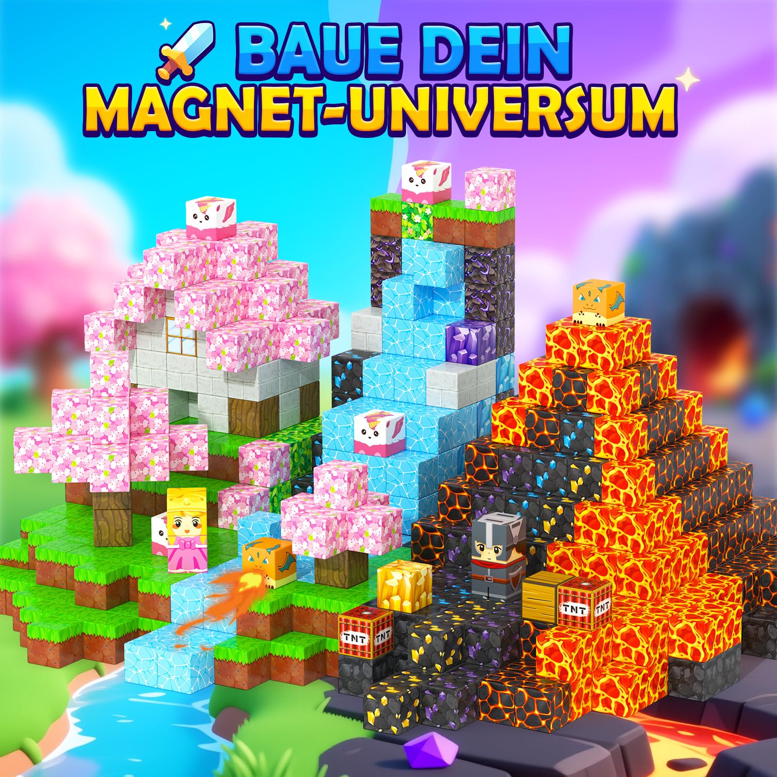 Magnetische Bausteine, 154 Teile STEM Magnet Spielzeug Magnetbausteine für Kleinkind, Magnetische Bauwelt mit Magnettafel, Montessori Spielzeug für Kinder ab 3 4 5 6 7 8 Jahren Jungen Mädchen
