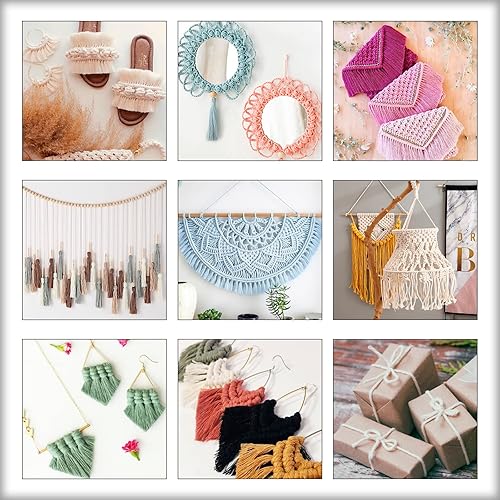 Miniatura 7 de CAMAL Cordón de macramé de 0.157 in x 109 yardas (328.1 ft), cuerda de algodón de color para tejer, manualidades, colgar en la pared, proyectos