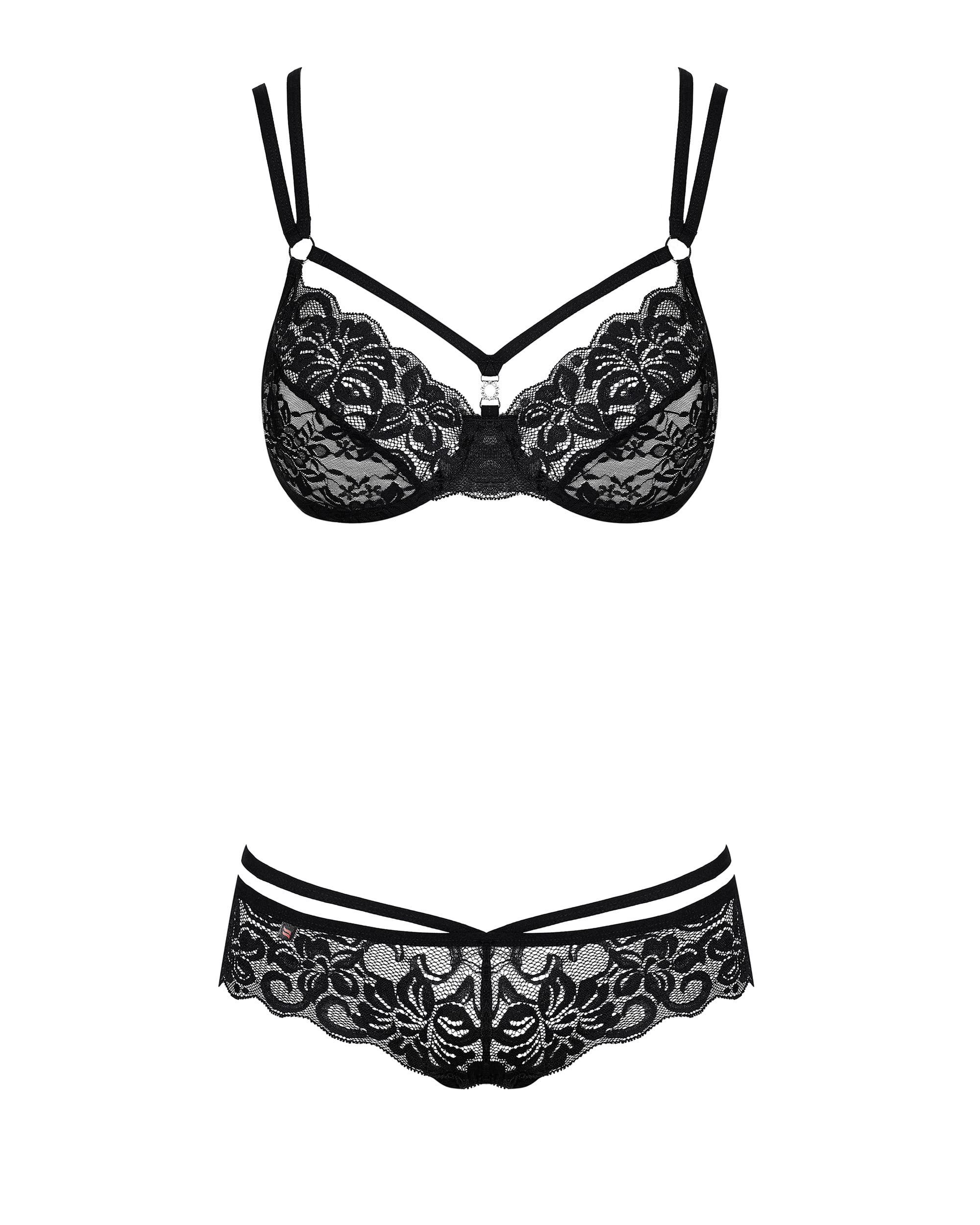 Osessive. Set di Intimo da Donna con Reggiseno e Perizoma in Mesh e Pizzo