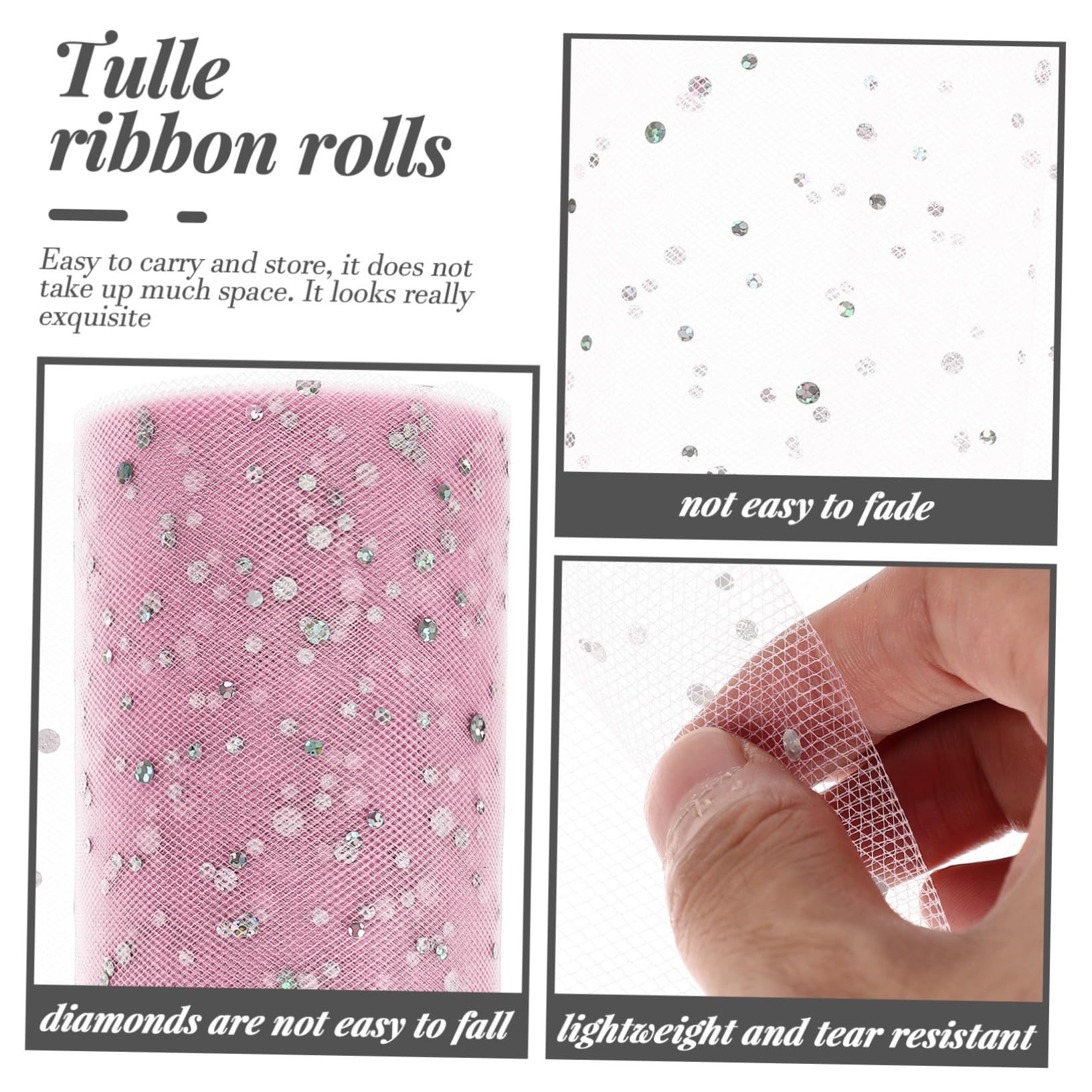 TEHAUX 5rollos Tela De Brillos Para Decoraciones De Boda y Yards De Tulle Para y Envoltorios De