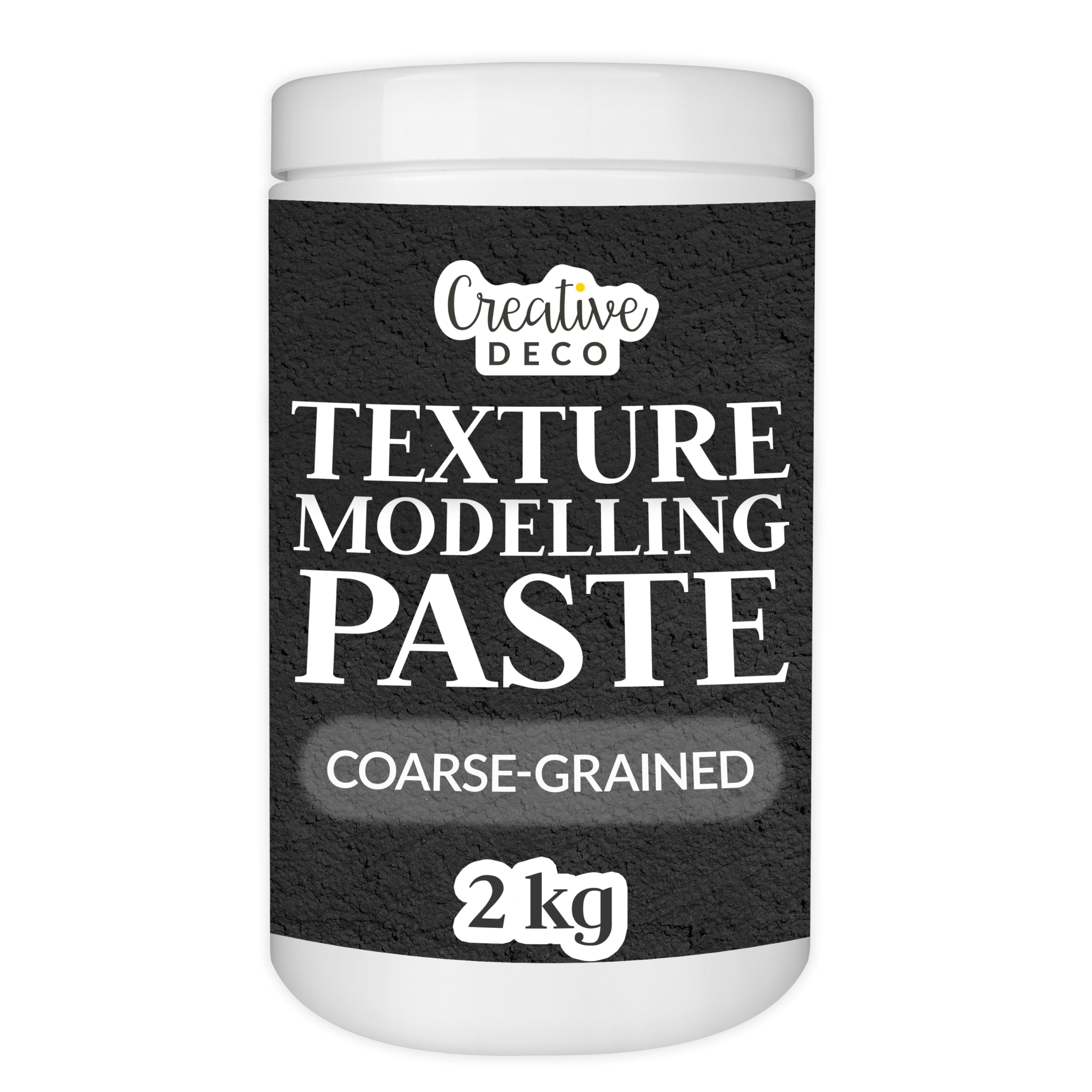 Creative Deco Coarse-Grained Texture Paste 2 kg | Black Filler Paste for Acrylic Painting | Modelling Paste for Art Projects, Acrylic Paint, DIY, 3D Effects, Textures | Apply with a Palette Knife