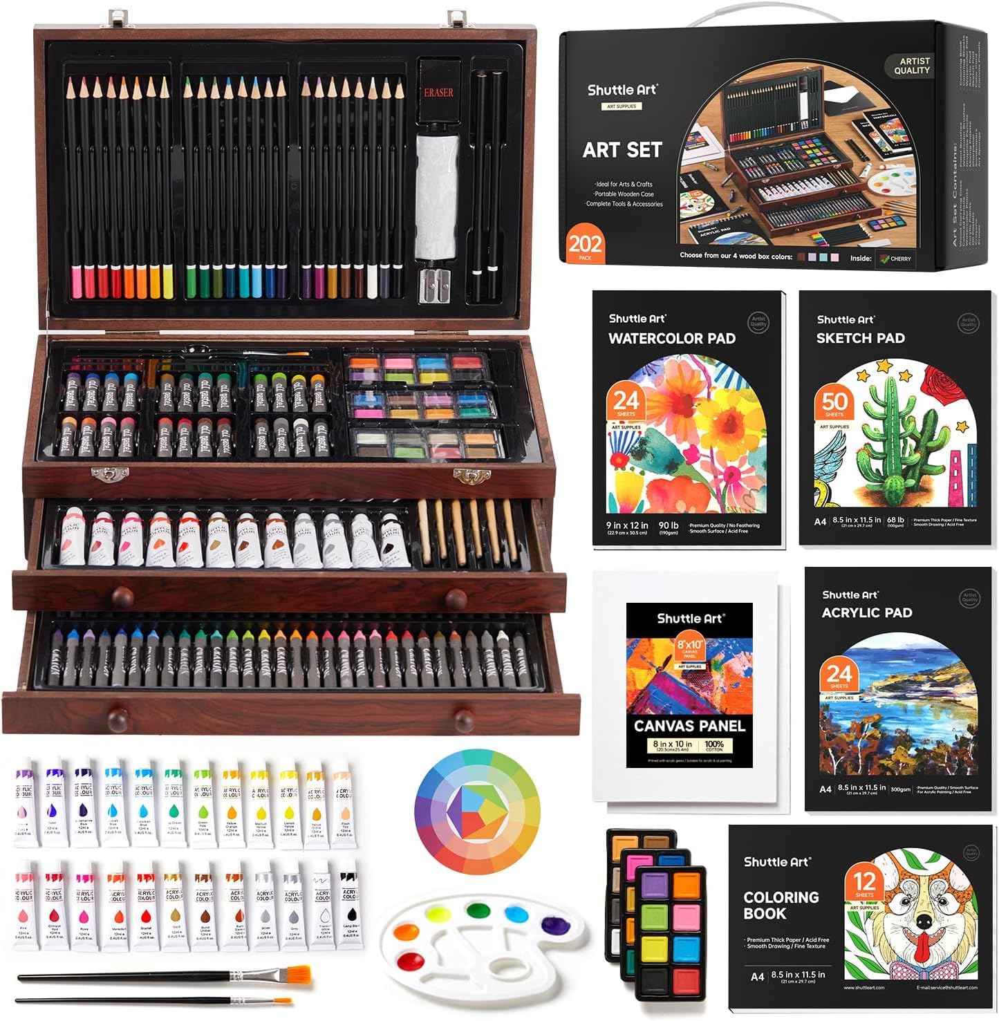 Amazon | Shuttle Art お絵描きセット 202点 アート 画材 色鉛筆