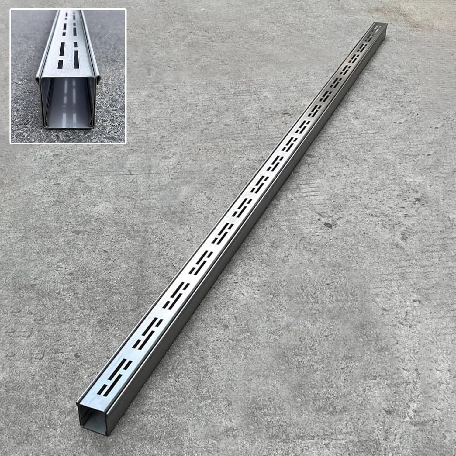 Caniveau en acier inoxydable avec grille amovible pour drainage extérieur