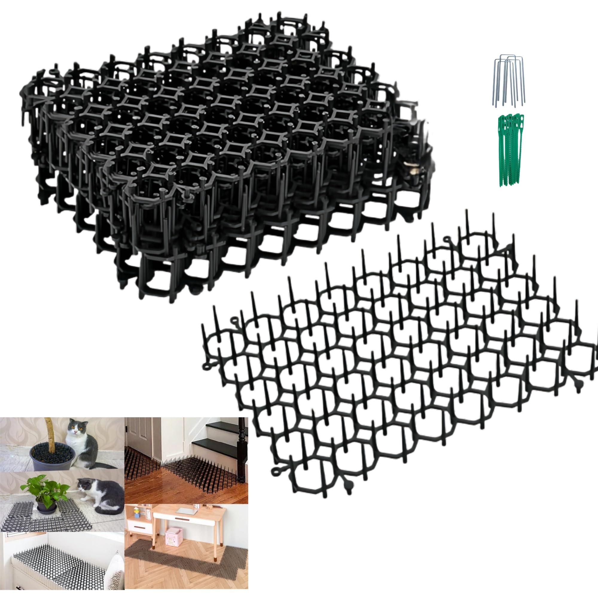 20 Tappetini Deterrenti Per Gatti Con Punte – 15,2 X 20 Cm – Proteggi Giardino, Mobili E Aiuole – Inclusi Picchetti A U E Fascette - 3