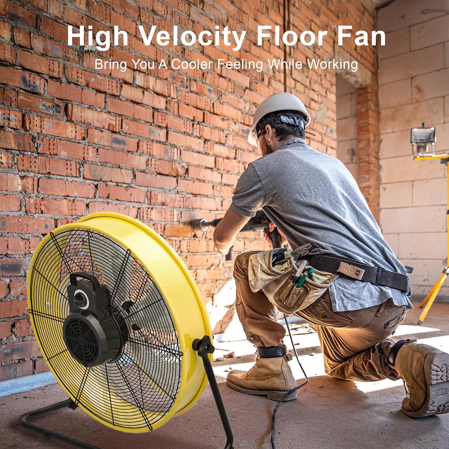 Industrial Drum Fan 20 Inch, Max 4650 CFM High Velocity Floor Fan, 4 Speed Heavy Duty Metal Air Circulator, 360° Tilt with Casters Handle For Patios, Garage, Warehouse, Basement