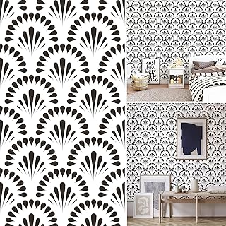 黑色傘形狀壁紙 45 x 299.7 公分(14.5 平方英尺)撕貼壁紙 現代幾何接觸紙 乙烯基自粘 可拆卸防水牆紙 適用於家居裝飾 易於使用