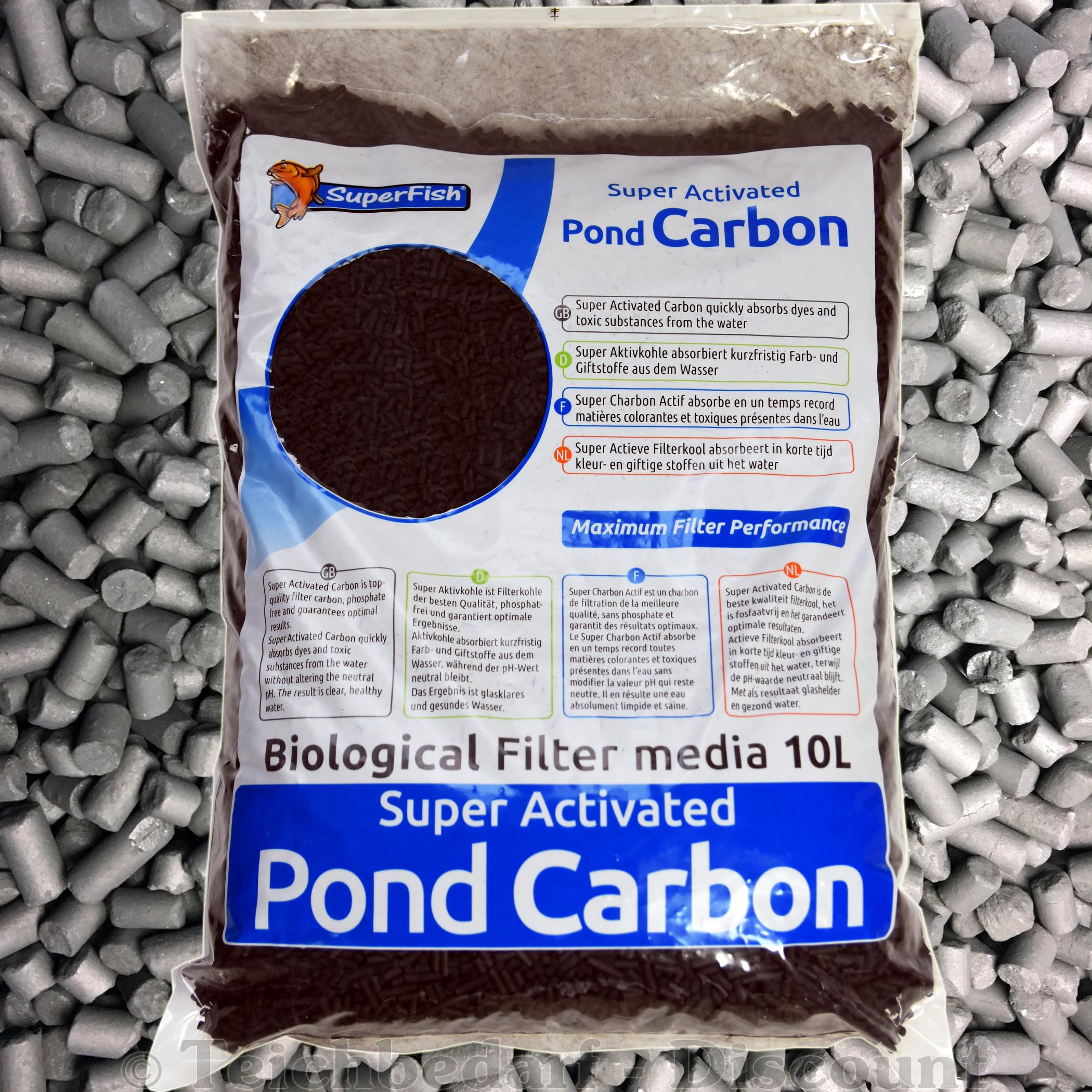Superfish 10 litros de carbón Activo, Material de Filtro de carbón para Estanque y Acuario