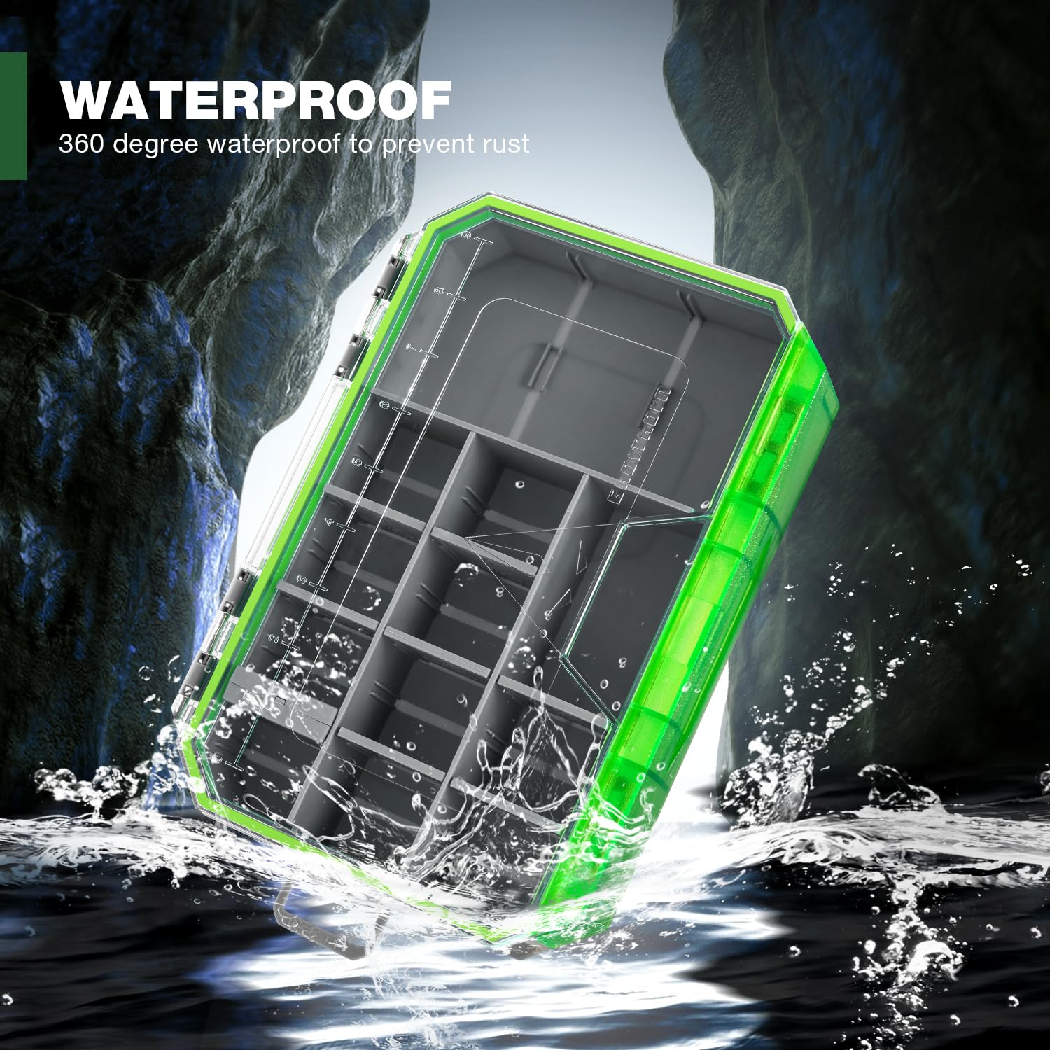 Ghosthor Fishing Tackle Box, Waterproof 3600 and 3700 Tackle Trays, Plastic Tackle Box Organizer with Removable Dividers, Storage Lure Box and Terminal Tackle Storage