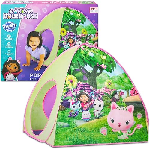 Miniatura 2 de Gabby's Dollhouse - Tienda de campaña desplegable para niños, paquete con tienda de campaña de casa de muñecas de Gabby para niñas y más