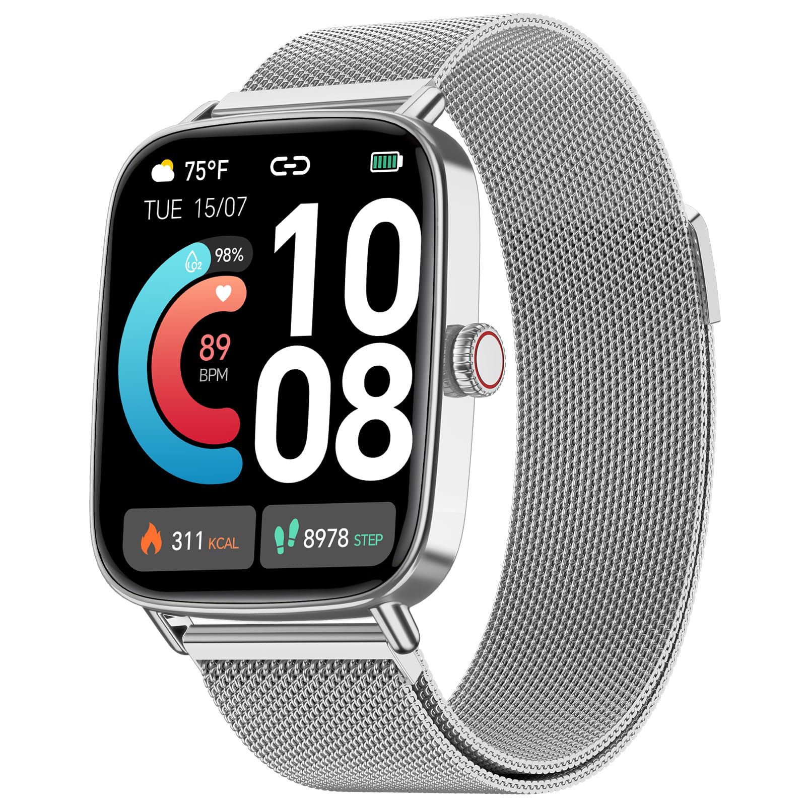Smart Watch Man Woman with Calls, 1.85" Smartwatch Woman Whatsapp Notifications, 110+ Sports Modes Smart Watch with SpO2/Heart Rate Monitor/Sleep Monitor, IP68 Watches for iPhone Android ClimeCo Certified