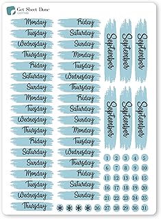 Month Planner Sticker Kit/DIY Weekly Calendar Stickers/Date Covers/Calendar Headers/Highlight Text Stickers/Essential Productivity Life Planner Stickers/Bullet Bujo Journal (September)