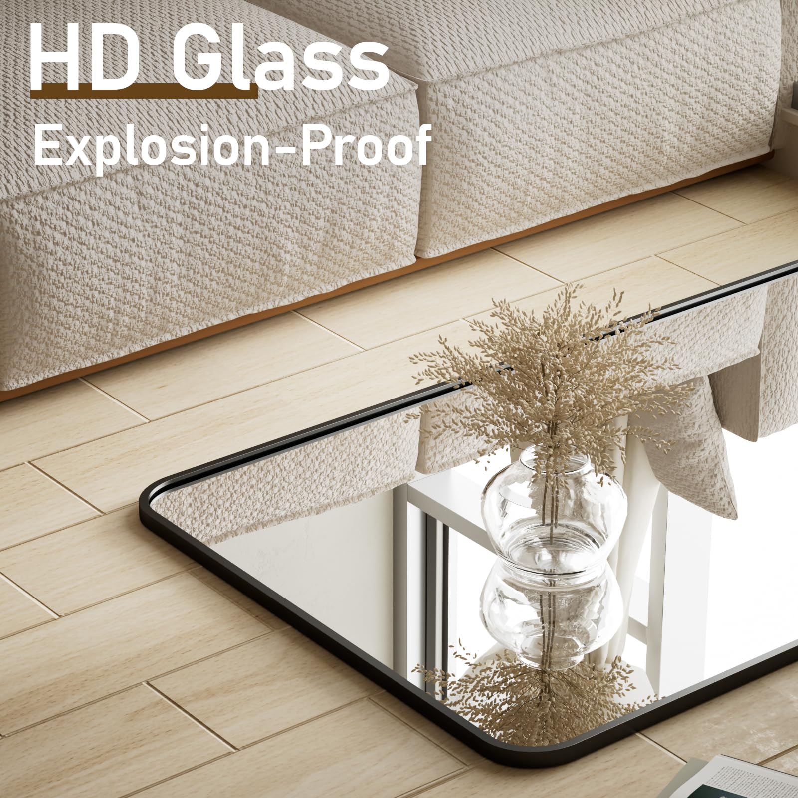 BEAUTYPEAK Black Full Length Mirror, 56"x21" Rounded Corner Floor Mirror Standing Hanging or Leaning Against Wall, Suitable for Bedroom or Dressing Room: 71"L x 32"W Black