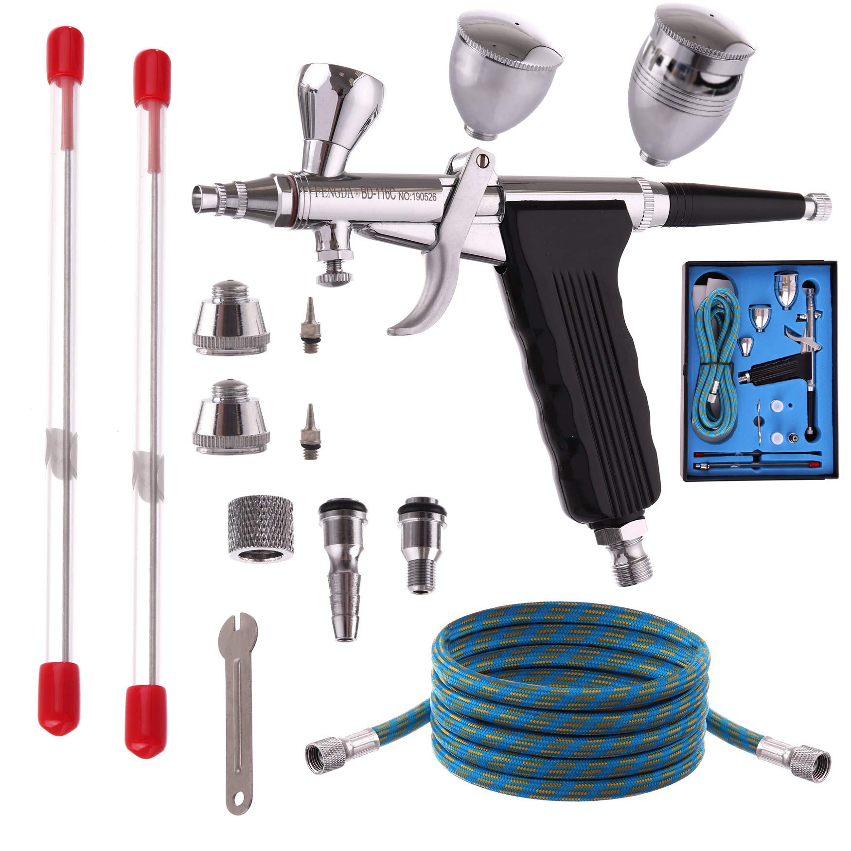 FENGDA Airbrush Spritzpistole MINI Lackierpistole 0,3 0,5 0,8 Düsen Behältern