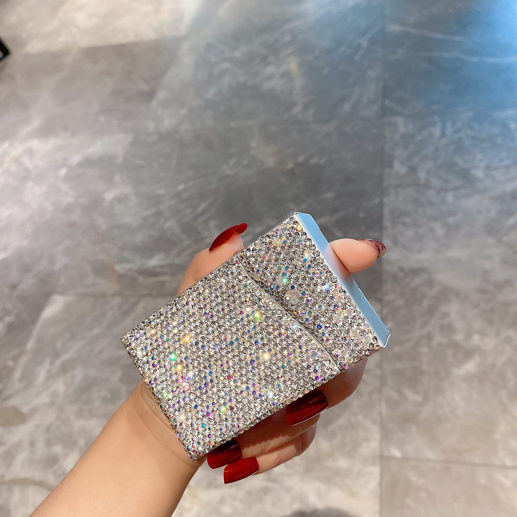 Amazon.com: Stainless Steel Cigarette Case Classy Cigarette Case for Women  Acts as a Cigarette Holder for up to 20 Cigarettes Bling Crystal Cigarette  Box : Health & Household