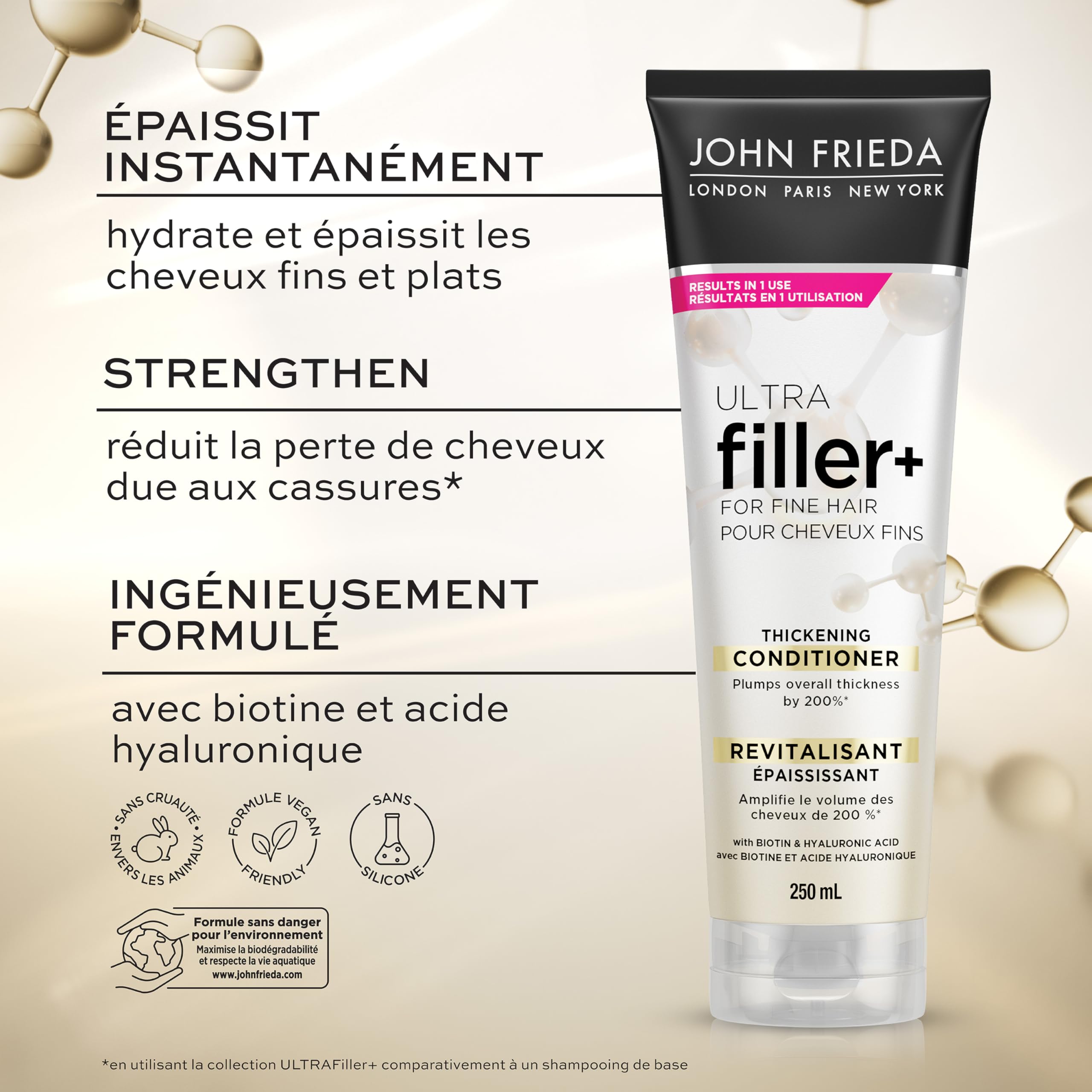 John Frieda Volume + Force Filler Soin Démêlant Epaississant 250ml