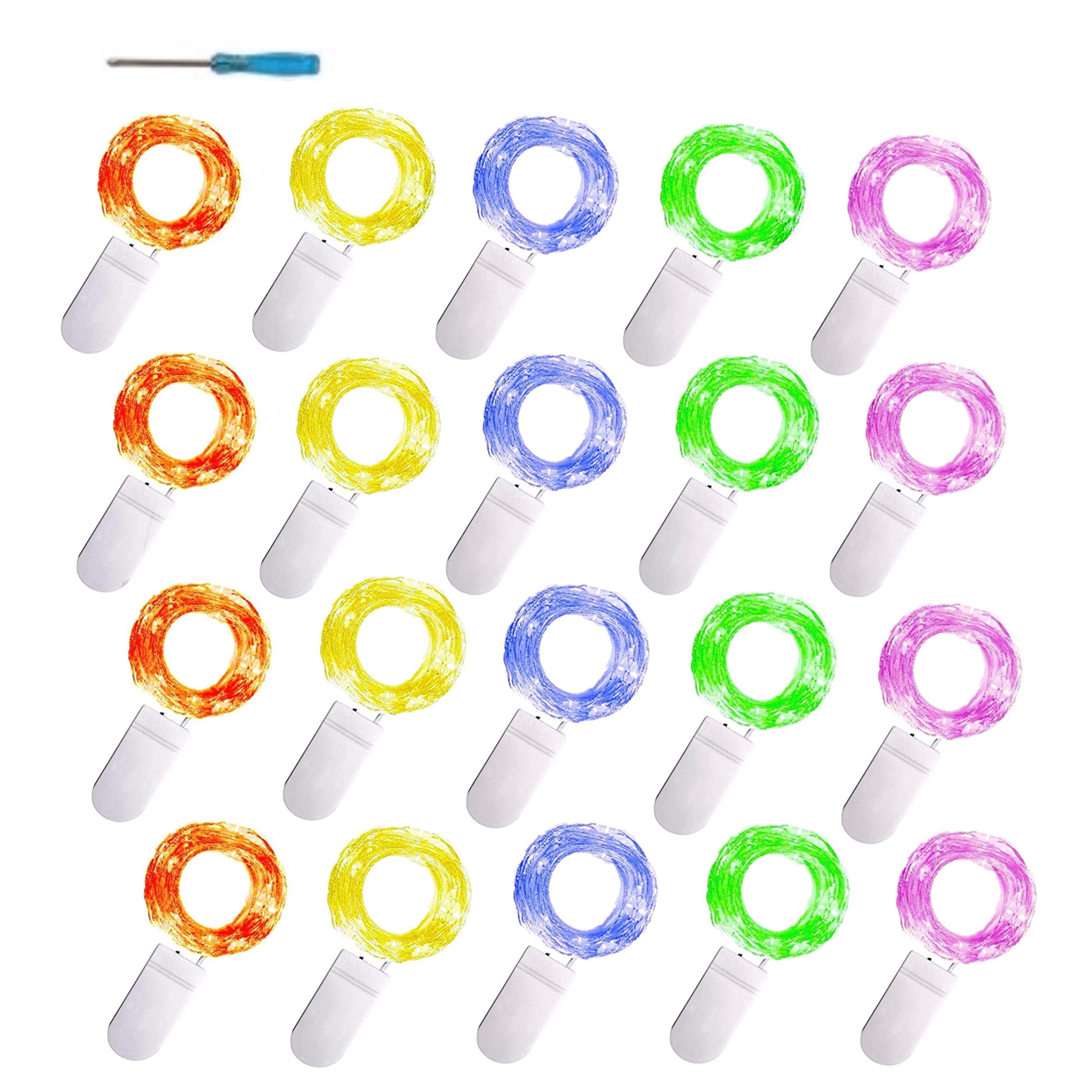 Lichterkette, 20 LEDs, batteriebetrieben, silberfarben, Kupferdraht, Sternenlichterkette, für DIY, Party, Weihnachten, Kostüm, Hochzeit, Ostern, Tischdekoration (mehrfarbig)