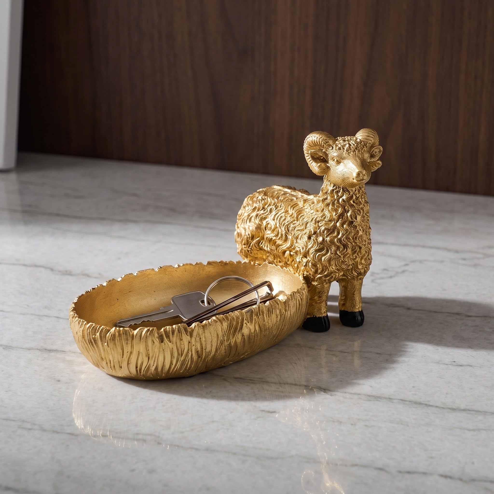 UKCOCO Bandeja de Escritorio para Joyas con Figura de Oveja, Escultura de