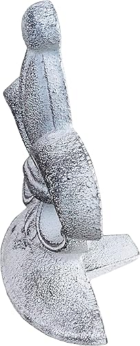 Vista 2 de Lulu Decor, Tope de puerta de flor de lis, hierro fundido, 2 libras, tope de puerta (blanco antiguo)