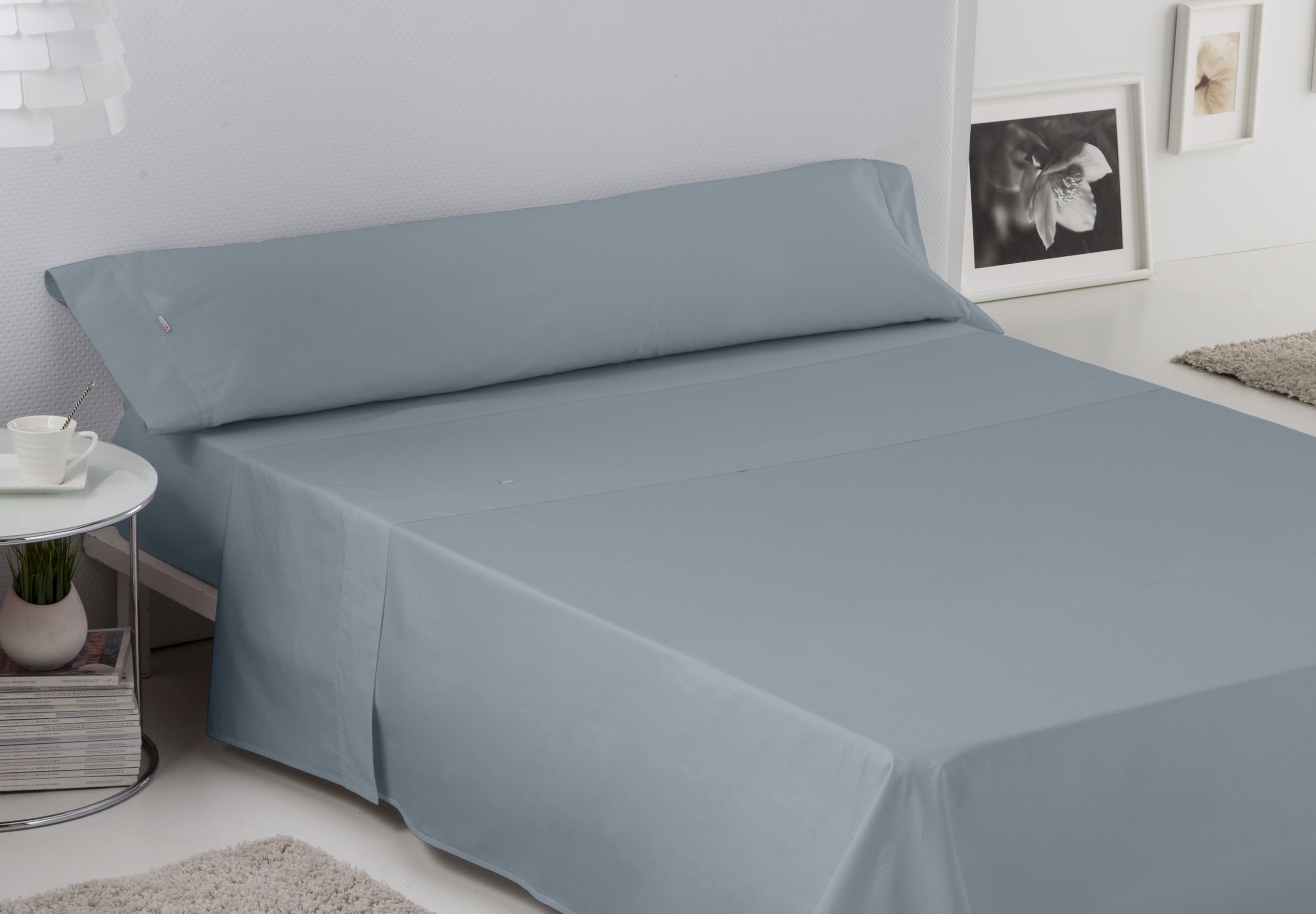 Juego de sábanas color acero Cama de 105 (3 piezas) - 100% algodón - 200 hilos