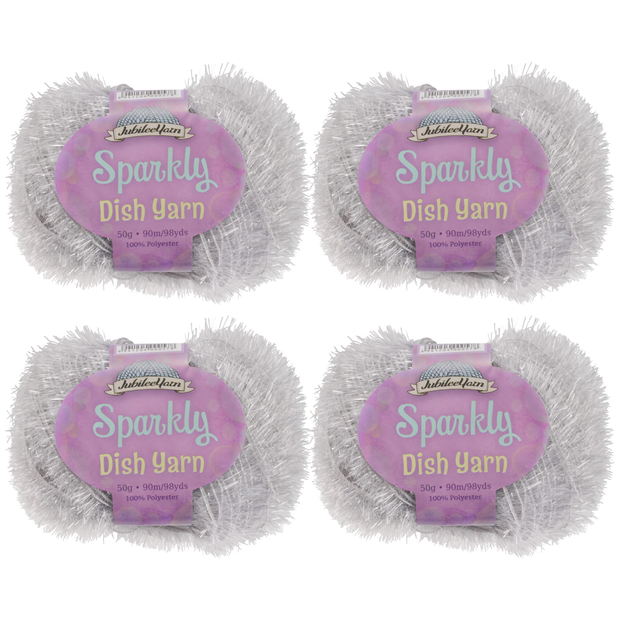 JubileeYarn Sparkly Dish Scrubby Yarn - 50g/Ball Worsted Polyester - Blushed Grey - 4 Balls