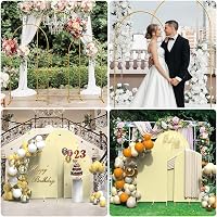 TopDirect Fém Esküvői Ívkészlet - 3 db Arany Lufiív Állvány (1,2m, 1,5m, 1,8m) Bézs Háttérborítással Esküvőre, Születésnapra, Rendezvényekre 6