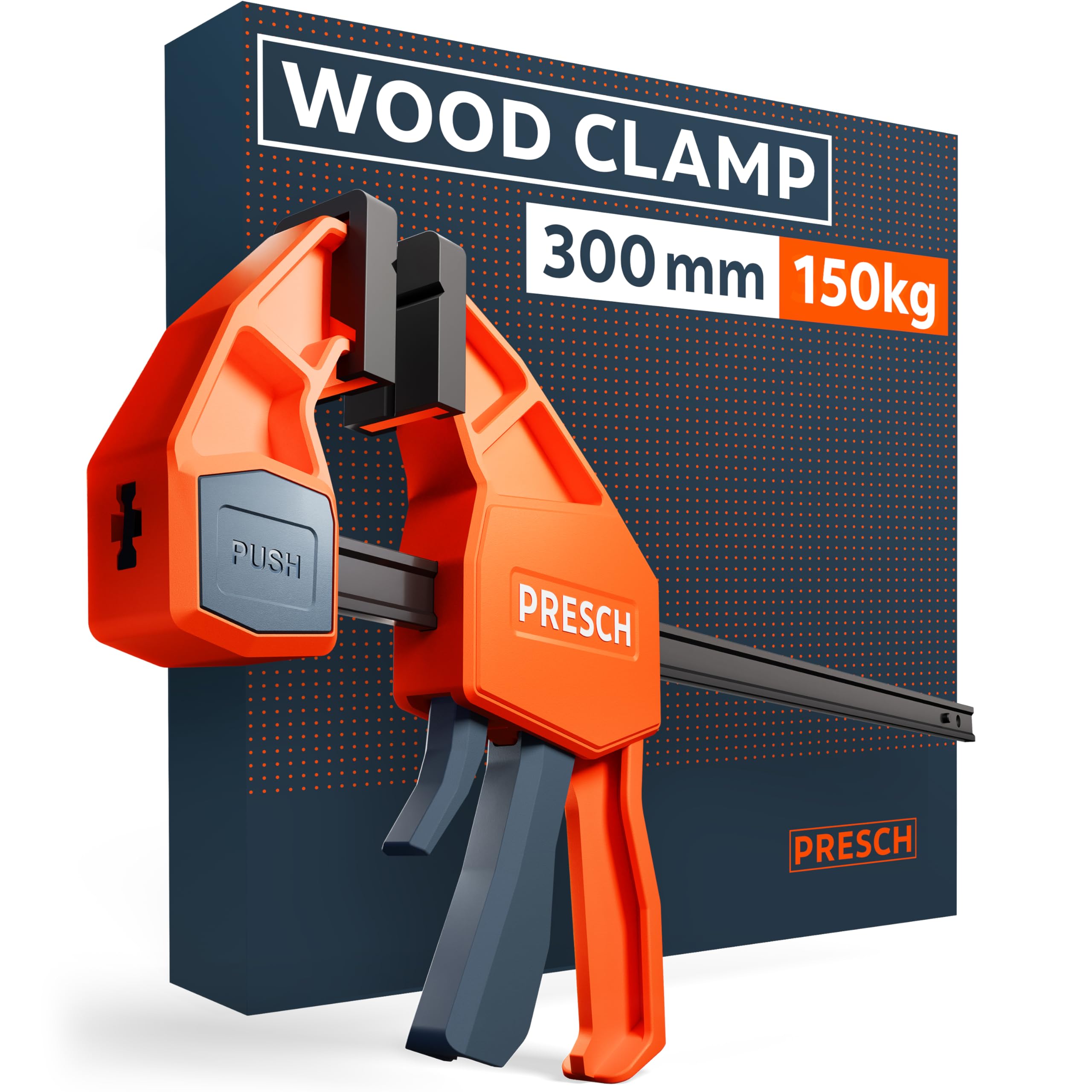 Presch Clamp 300mm, Wood Clamp with 150 kg Clamping Force for immediate Fixing