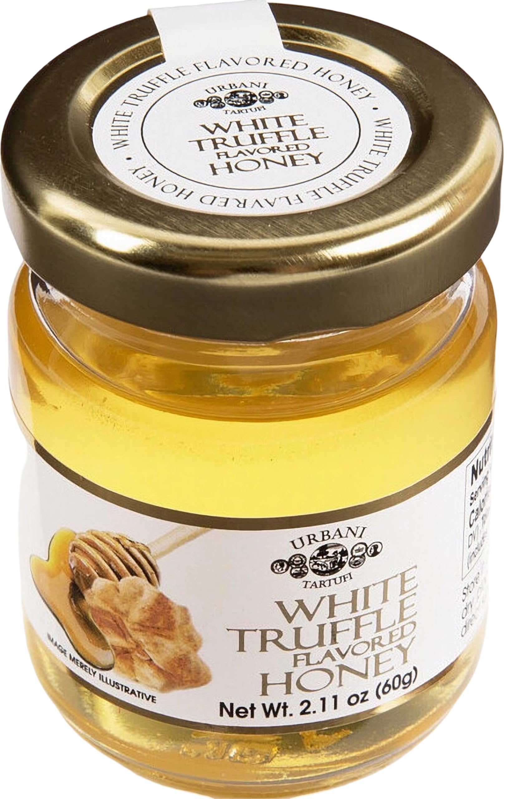 Urbani Truffles Infused White Truffle Honey 2.11 oz - Italian Gourmet Flavored Honey Infused with White Truffles, Ideal for Cheese, Poultry, Desserts & More, Premium All-Natural & Vegan, Gourmet Gift