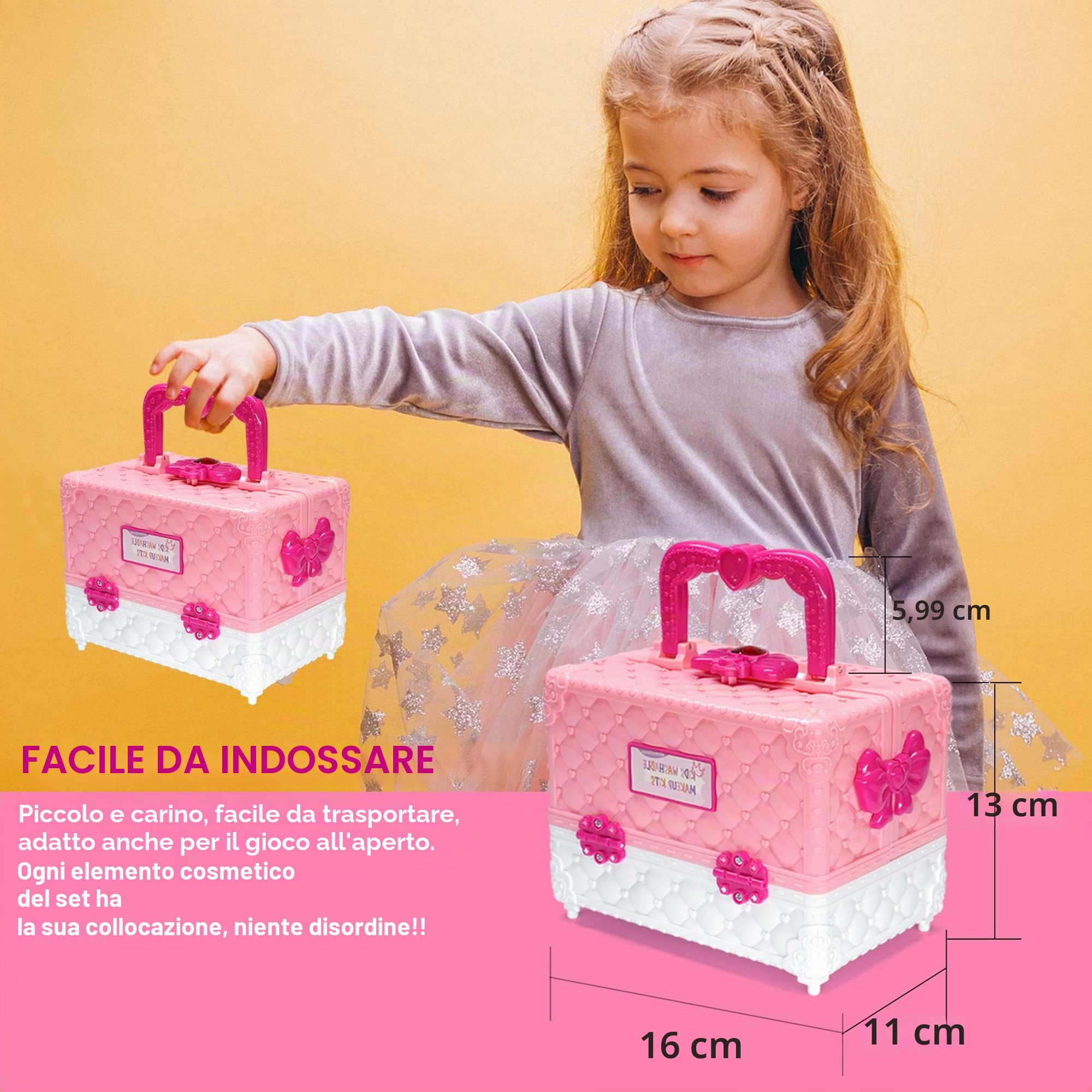 Set di trucchi per bambine e ragazze, 54 pezzi, lavabile e sicuro, principessa 4-12, regalo Natale