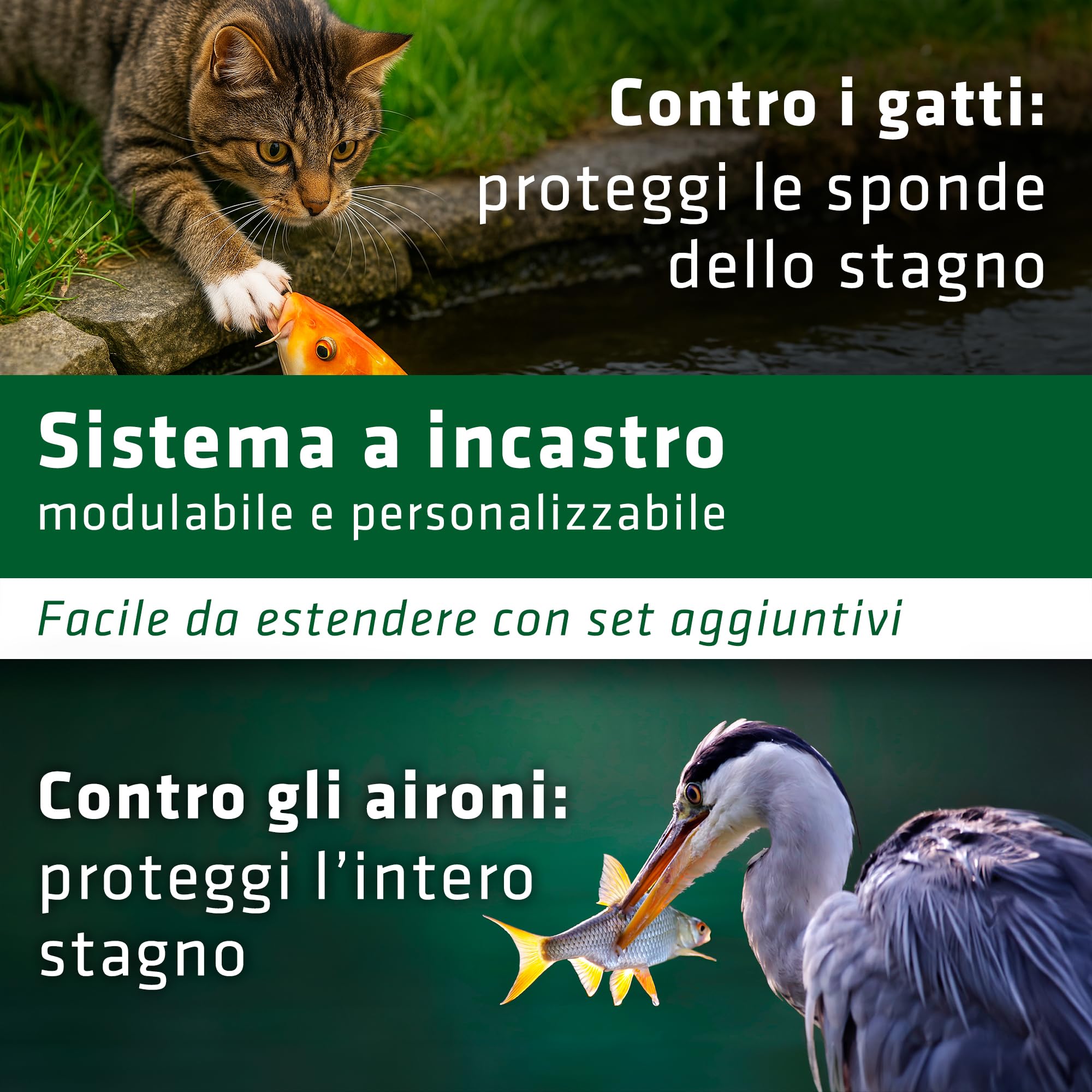 GARDIGO® Set di 20 Griglie per Laghetti | Deterrente per Aironi | Protezione dello Stagno dagli Uccelli | Repellente per Uccelli e per Gatti | Griglia Protezione Galleggiante