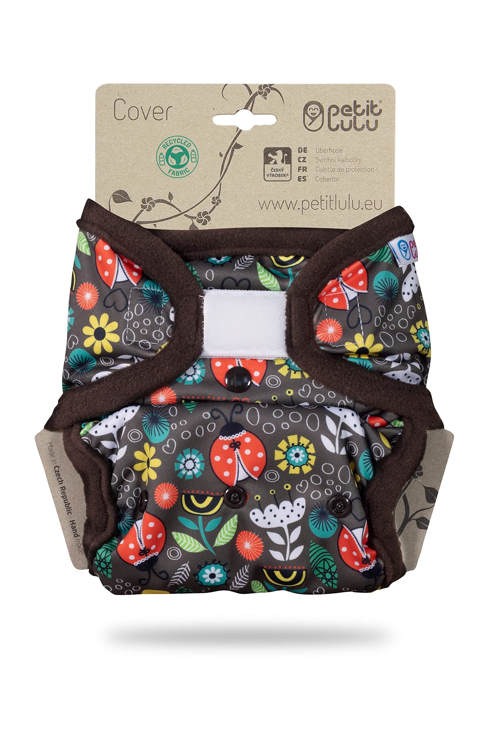 Petit Lulu Cubrepañales XL (12-17 kg) para pañales de tela con velcro (Ladybugs Fair)