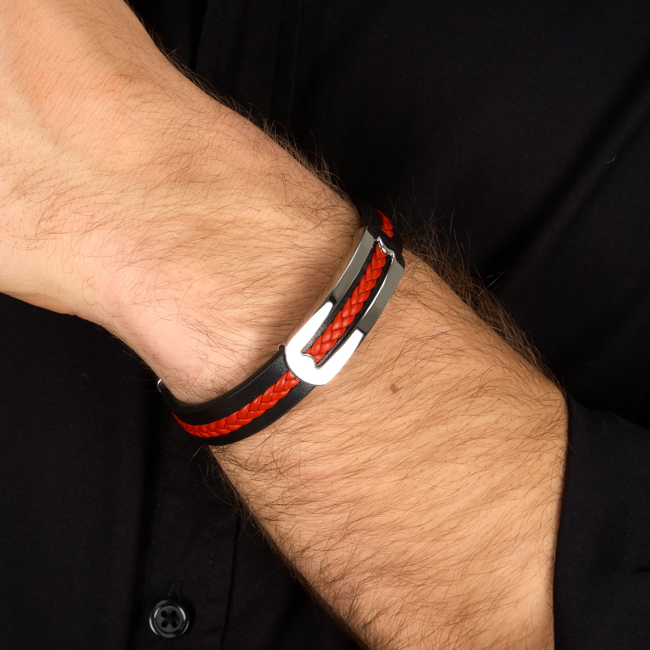 Sector No Limits Herrenarmband aus Stahl und Leder, BANDY Kollektion - SZV140