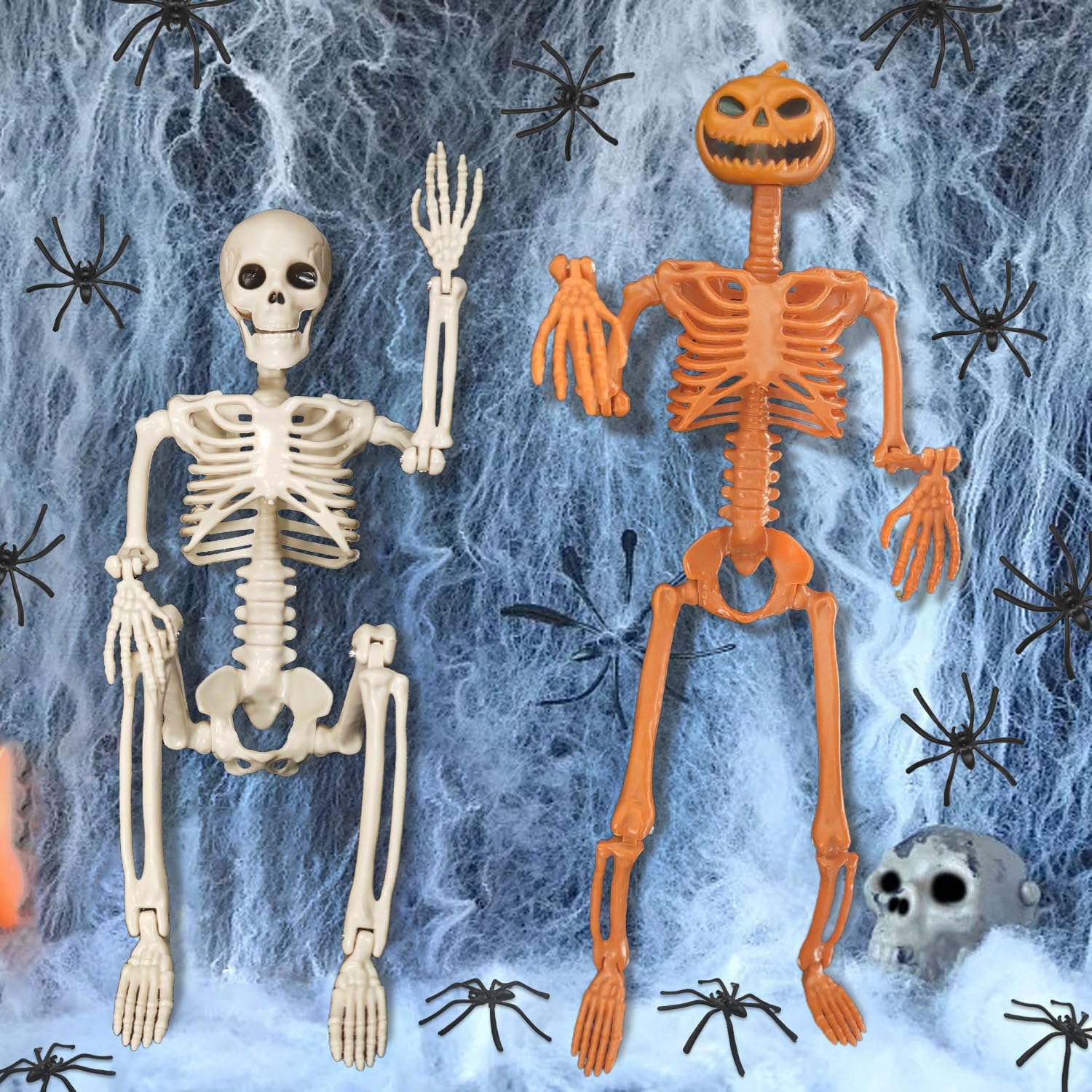 Pack De 6 Esqueletos De Halloween De 16 Pulgadas - Con Articulaciones Móviles Para Decorar Interiores Y Exteriores
