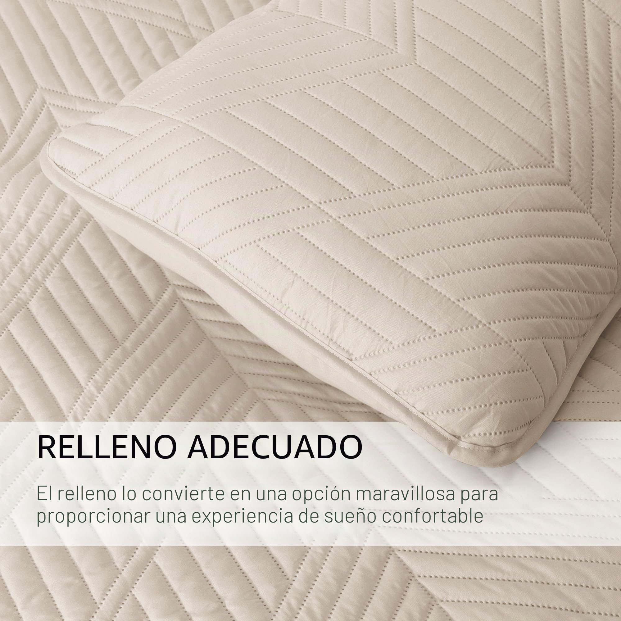 Exclusivo Mezcla Colcha Acolchado para Cama 135/150 - Ligero, Suave y Geométrico Moderno, para Todas Las Estaciones, 220x240 cm, Beige (1 Cubrecama y 2 Fundas de Almohada)