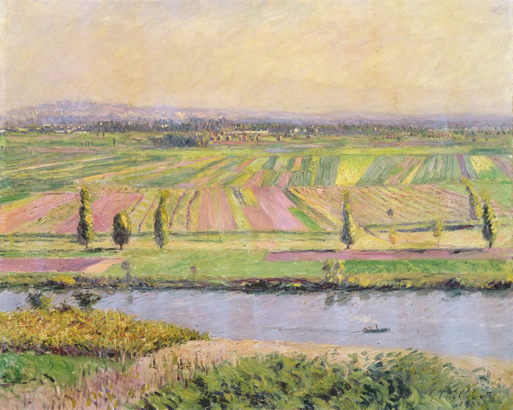 SERENDIPITP Retro Picture Poster Wall Art Pictures Painting The Plain of Gennevilliers from the Argenteuil by Gustave Caillebotte Wall Art Canvas Print for Wall Decor 60x90cm