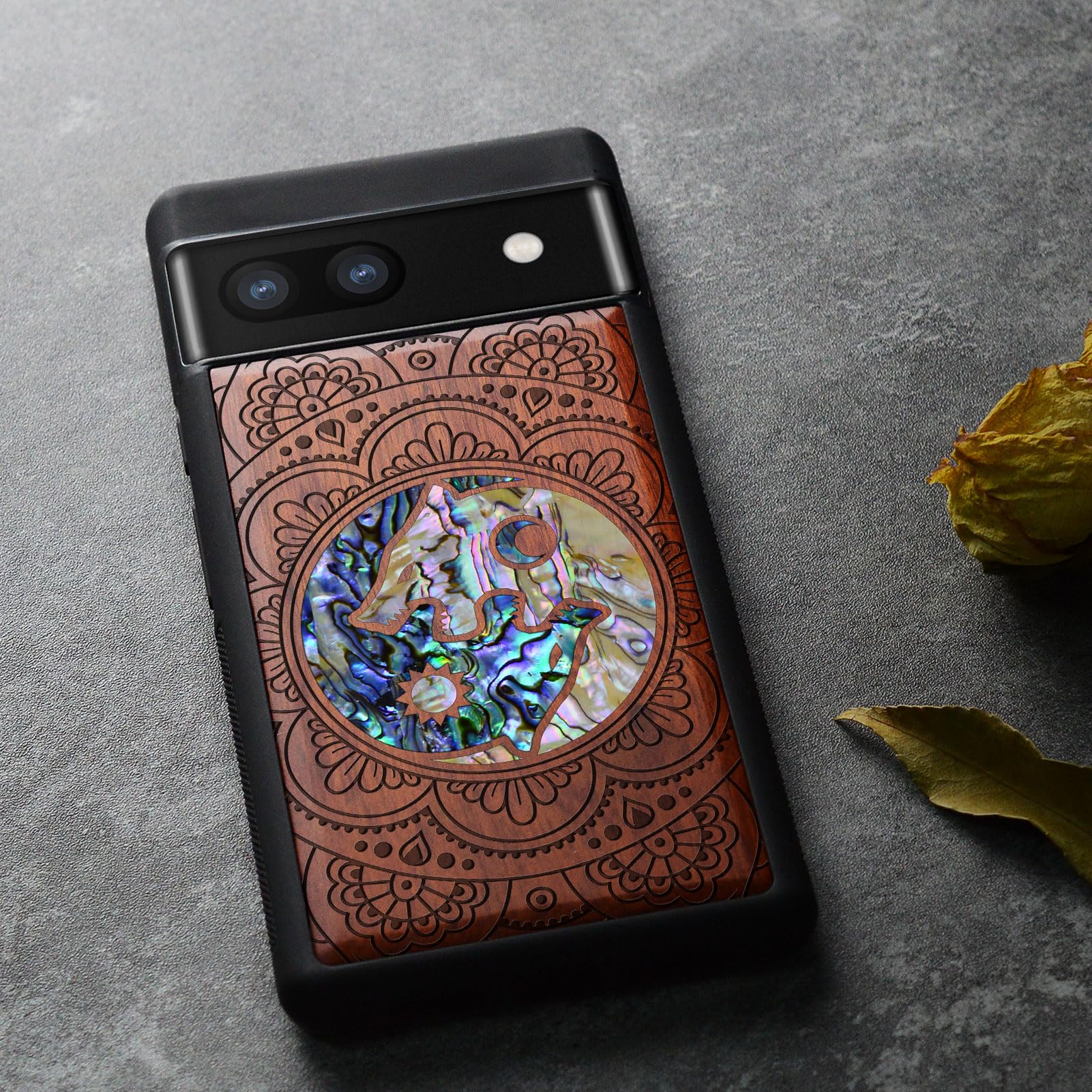 Carveit Custodia per Pixel 6a Cover [Incisione in legno e